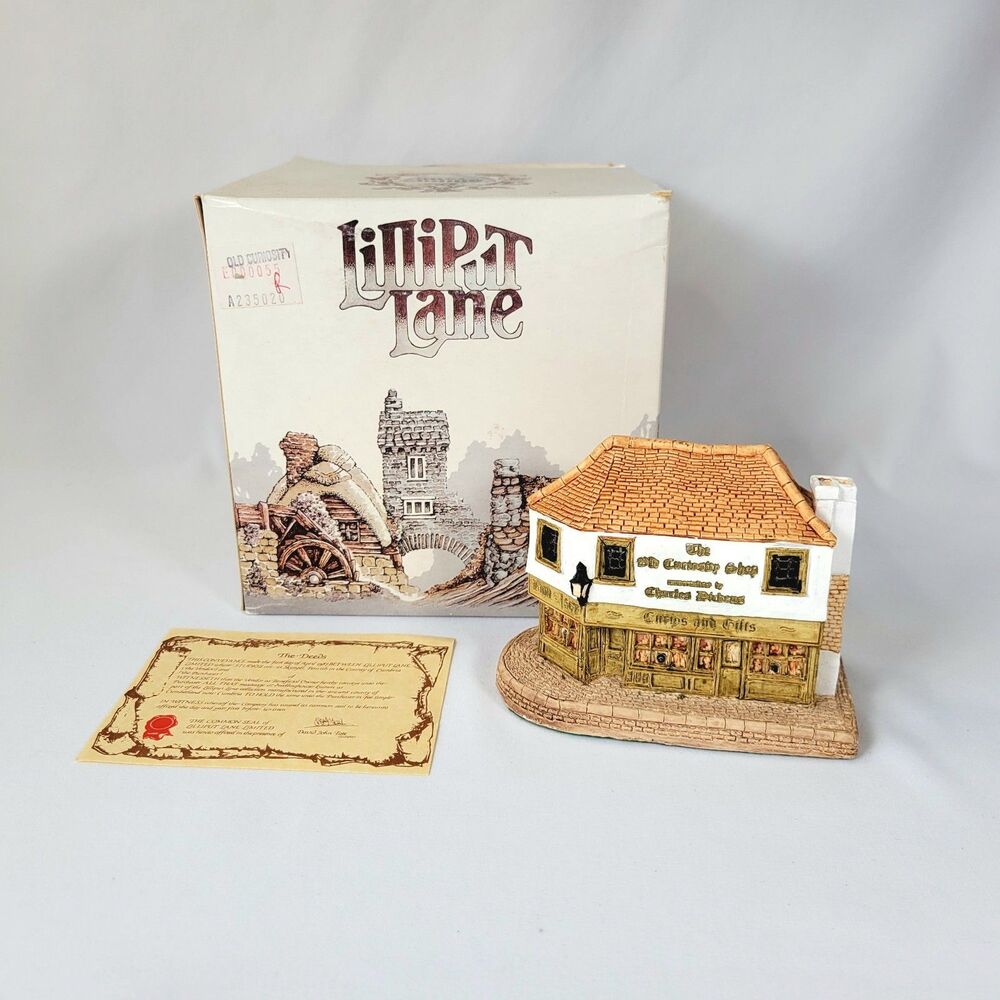 Lilliput Lane "Old Curiosity Shop" 1987 Vintage Cottage House w/ Box & Deed